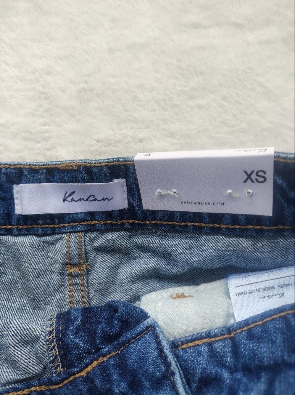 KanCan Distressed Blue High-Rise Denim Shorts - Picture 3 of 12
